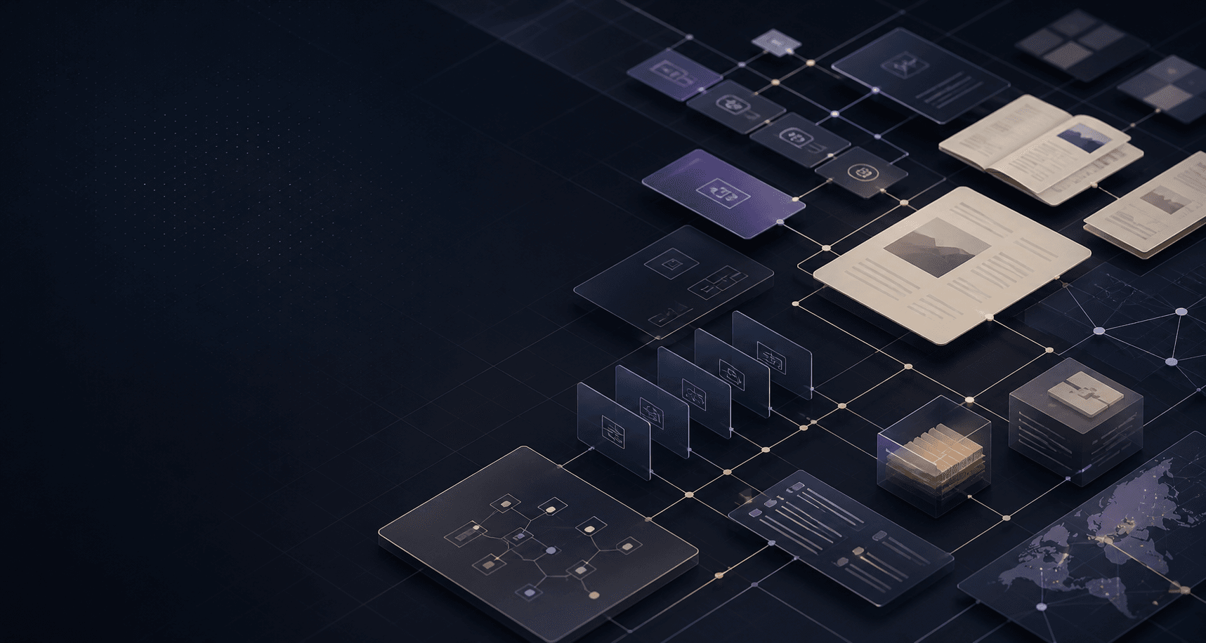 Connected AI-assisted publishing and product workflow map