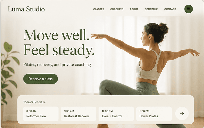 Luma Studio wellness website preview