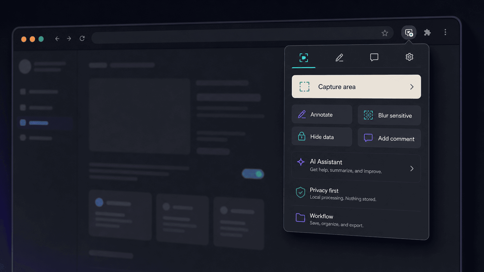 Browser extension product area visual preview